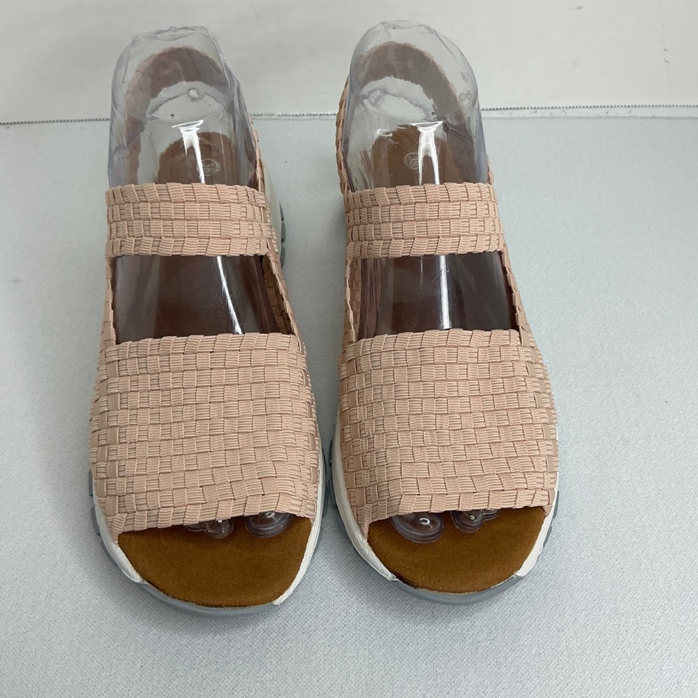 Bernie‎ Mev New York Woven Elastic Slide Sandals Blush Pink Women Size 38